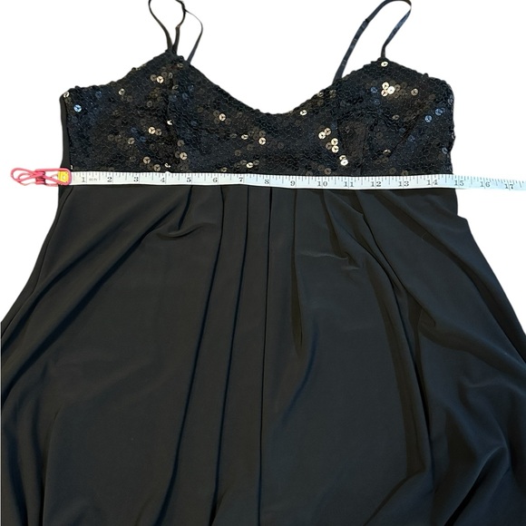 Black Sequin spaghetti strap Cocktail or formal dance mini‎ skirt Dress, sz 9/10 - Picture 6 of 10